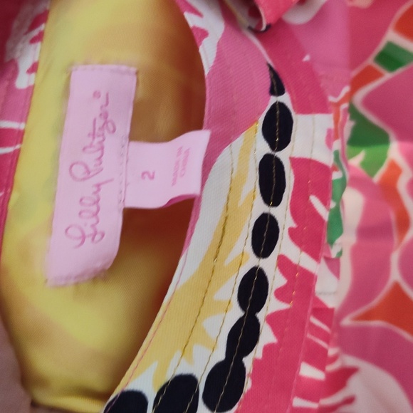 Lilly Pulitzer Mini Silk Dress Pink Flowers Size 2 - Picture 3 of 8